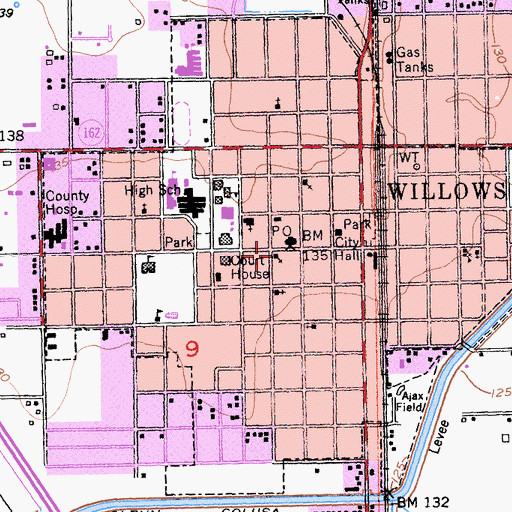 Topographic Map of Saint Monicas Roman Catholic Church, CA