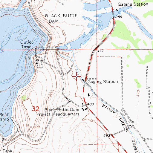 Topographic Map of South Canal Recreation Area, CA