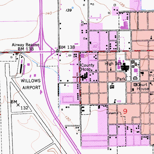 Topographic Map of Glenn Medical Center, CA