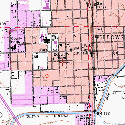 Topographic Map of Willows Christian Church, CA