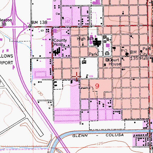 Topographic Map of Willows Community High School, CA