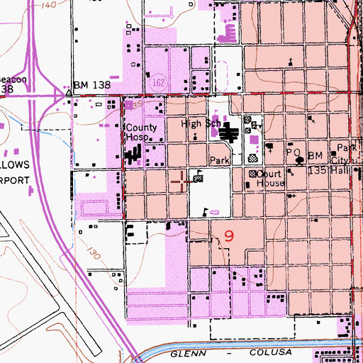 Topographic Map of Willows Union Grammar School (historical), CA