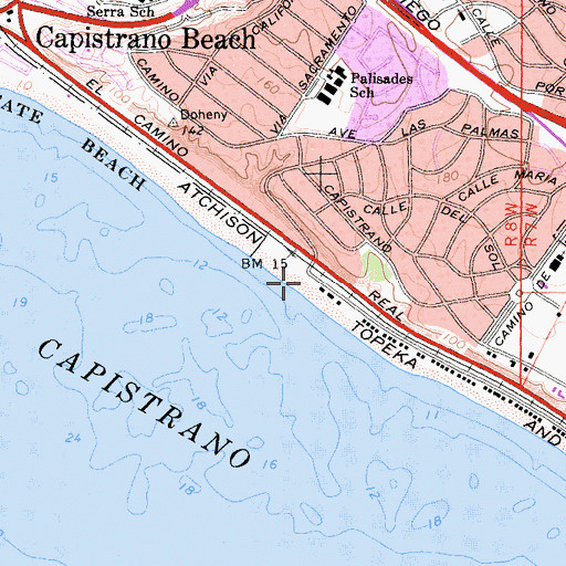Topographic Map of Capistrano Beach Park, CA