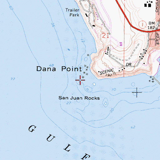 Topographic Map of Dana Point Marine Life Refuge, CA