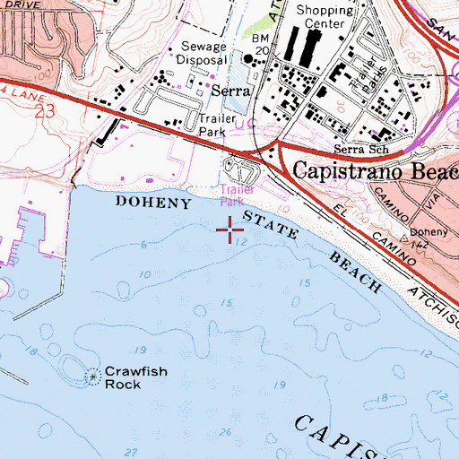 Topographic Map of Doheny Marine Life Refuge, CA