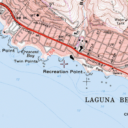 Topographic Map of Laguna Beach Marine Life Refuge, CA