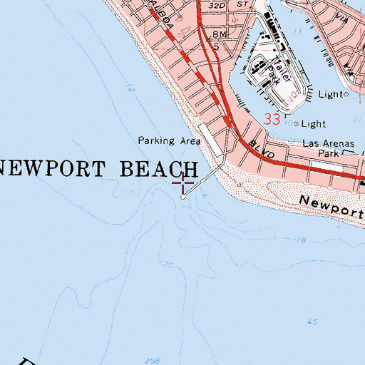 Topographic Map of Newport Pier, CA