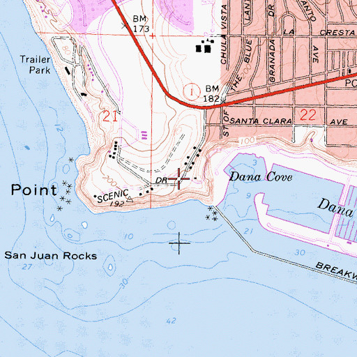 Topographic Map of Orange County Marine Institute, CA