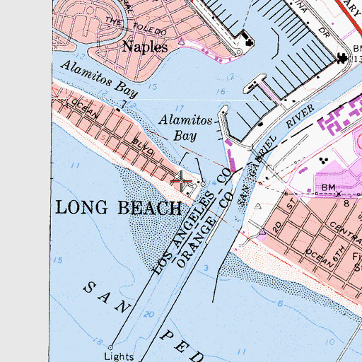 Topographic Map of Alamitos Bay Yacht Club, CA