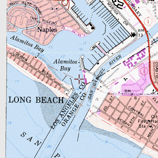Topographic Map of Seaside Village, CA