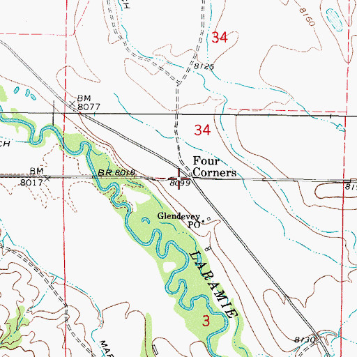 Topographic Map of Four Corners, CO