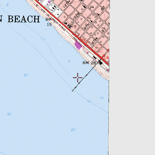 Topographic Map of Huntington Beach Pier, CA