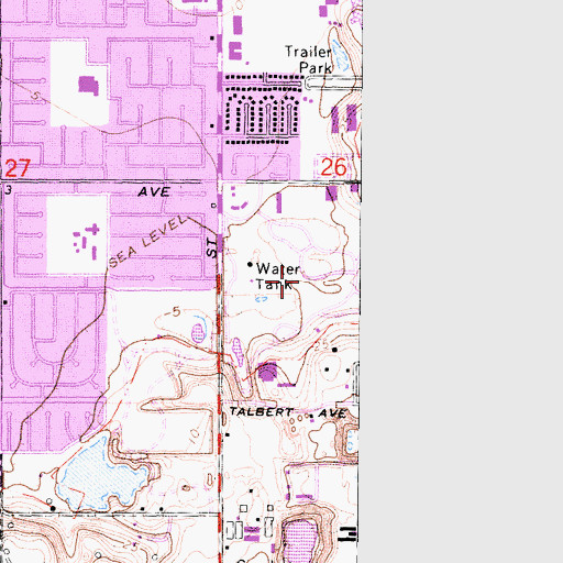 Topographic Map of Huntington Central Park, CA