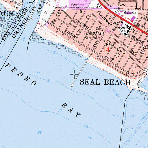 Topographic Map of Seal Beach Pier, CA