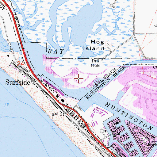 Topographic Map of Sunset Aquatic Regional Park, CA