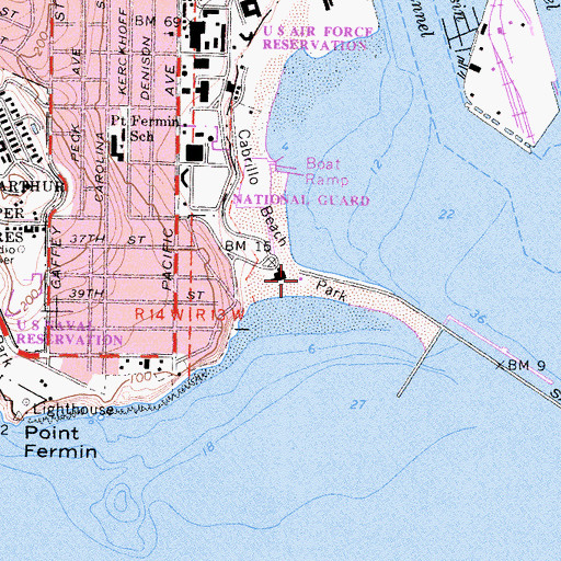 Topographic Map of Cabrillo Beach, CA