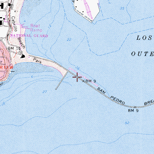 Topographic Map of Cabrillo Fishing Pier, CA