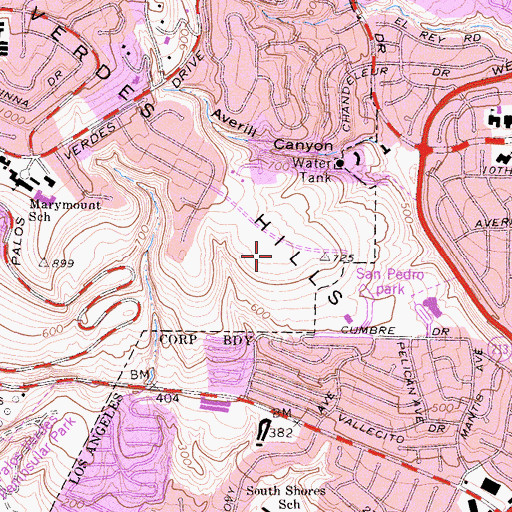Topographic Map of Friendship Park, CA