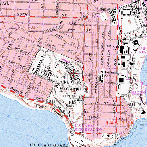 Topographic Map of Gaffey Pool, CA