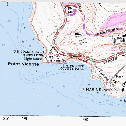 Topographic Map of Point Vicente Fishing Access, CA