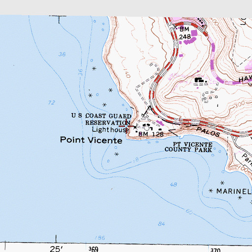 Topographic Map of Point Vicente Lighthouse, CA