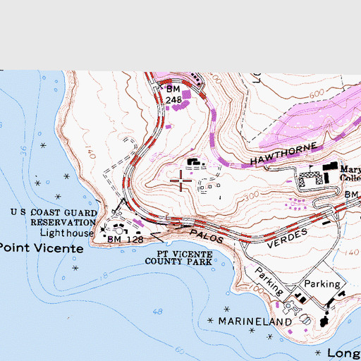 Topographic Map of Point Vicente Park, CA