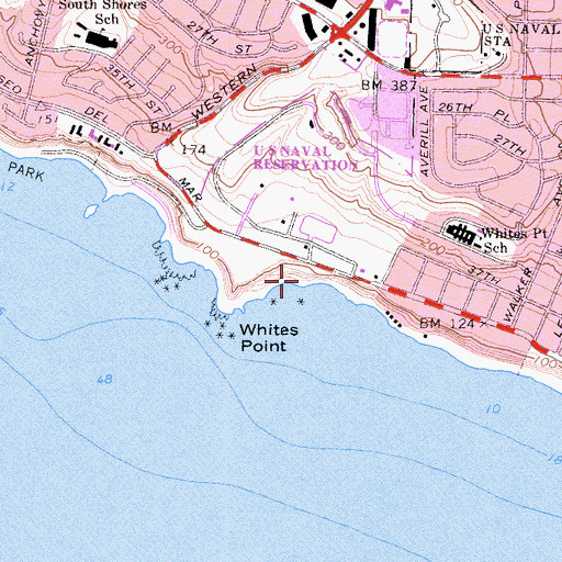 Topographic Map of White Point Beach, CA