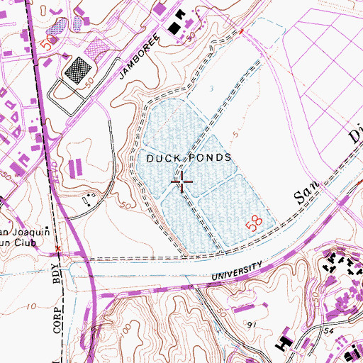 Topographic Map of San Joaquin Freshwater Marsh Reserve, CA