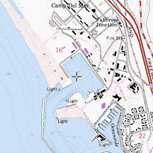 Topographic Map of Camp Pendleton Boat Basin, CA