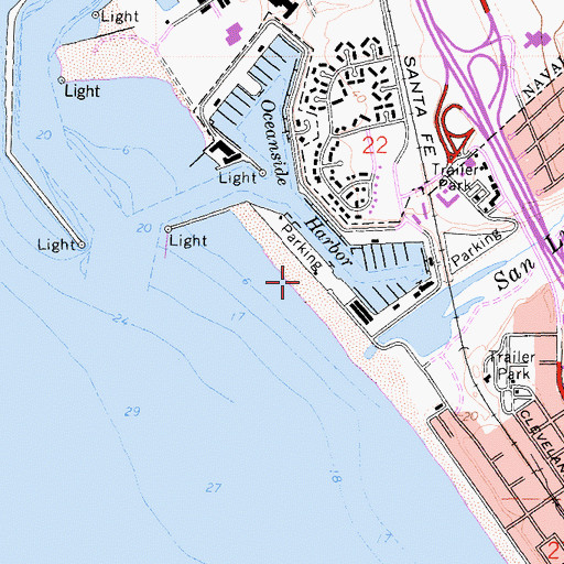 Topographic Map of Harbor Beach, CA