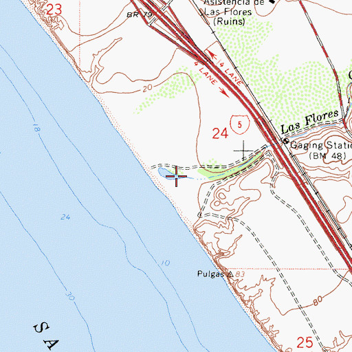 Topographic Map of Las Flores Marsh, CA