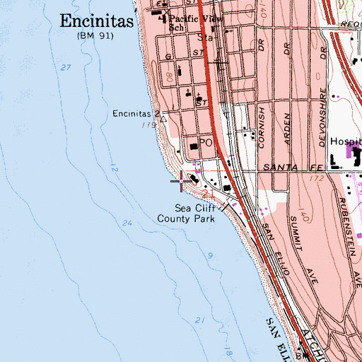 Topographic Map of Self-Realization Fellowship Ashram Center, CA
