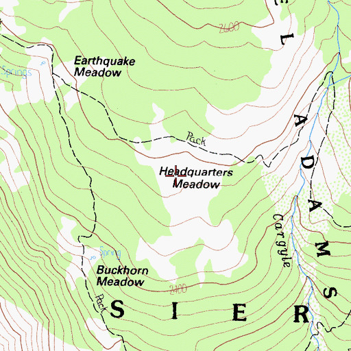 Topographic Map of Headquarters Meadow, CA