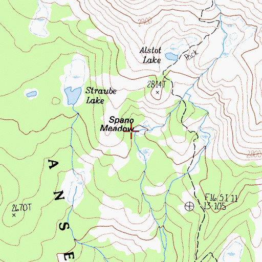 Topographic Map of Spano Meadow, CA