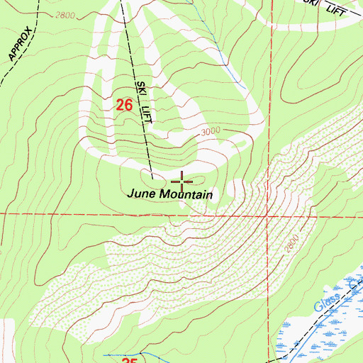 Topographic Map of June Mountain, CA