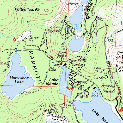 Topographic Map of Twin Falls, CA