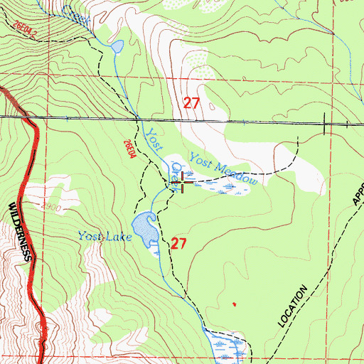 Topographic Map of Yost Meadow, CA