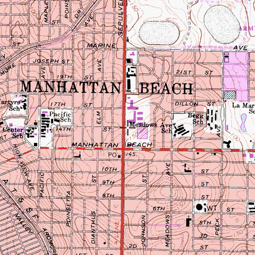 Topographic Map of Aviation Park, CA