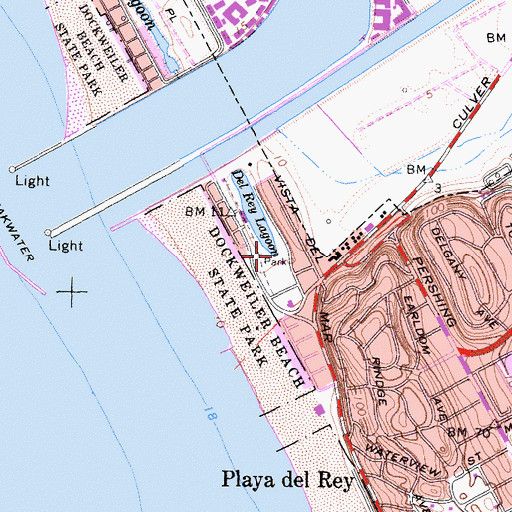 Topographic Map of Del Rey Lagoon Park, CA