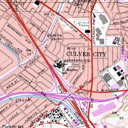 Topographic Map of El Marino Park, CA