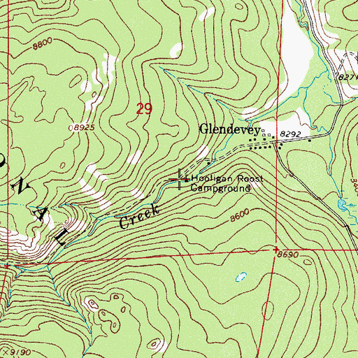 Topographic Map of Hooligan Roost Campground, CO