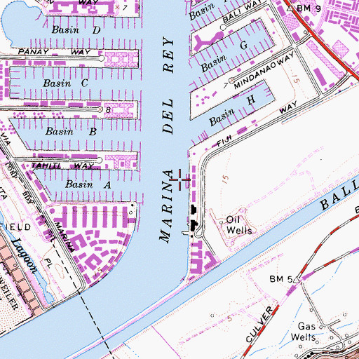Topographic Map of Fishermans Village, CA