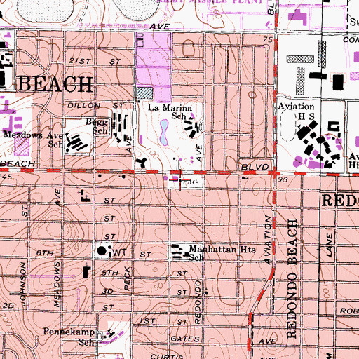 Topographic Map of Manhattan Heights Park, CA