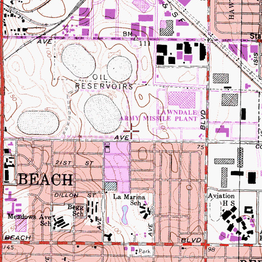Topographic Map of Marine Avenue Park, CA