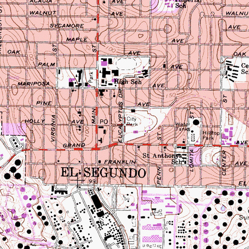 Topographic Map of Recreation Park, CA