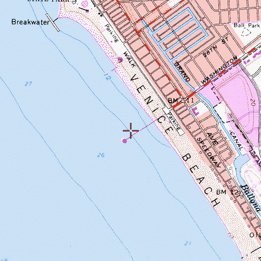 Topographic Map of Venice Fishing Pier, CA