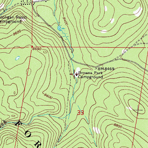 Topographic Map of Browns Park Campground, CO