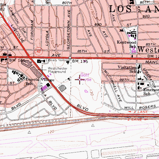 Topographic Map of Westchester Golf Course, CA