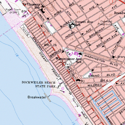Topographic Map of Westminster Park, CA