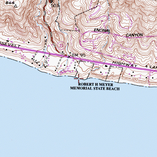 Topographic Map of El Pescador State Beach, CA